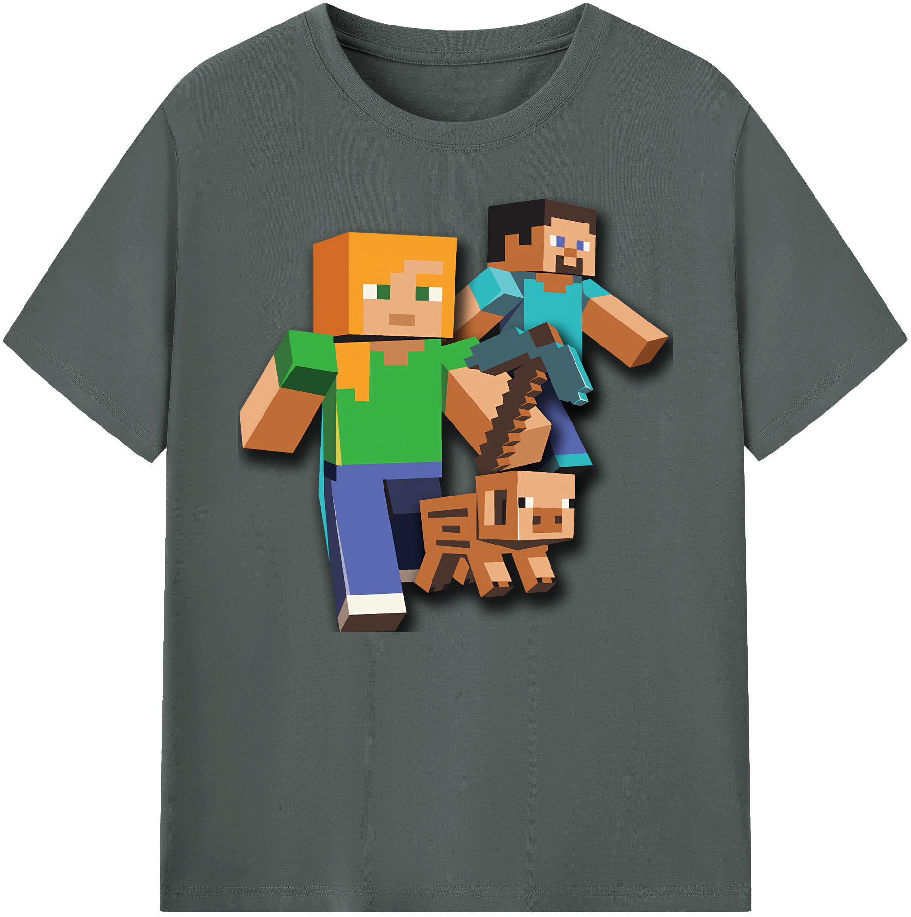（画像用） マインクラフト ブロックの世界 Minecraft MC Block world 綿100％ メンズ半袖Tシャツ｜肌触りやわらか＆通気性